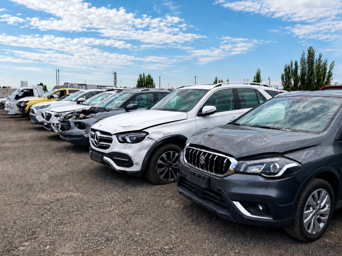Autos chocados y siniestrados en patio de remates Karcal